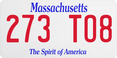 MA license plate 273TO8
