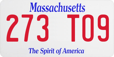 MA license plate 273TO9