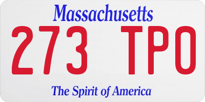 MA license plate 273TP0