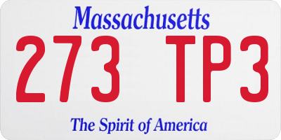 MA license plate 273TP3