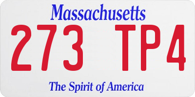 MA license plate 273TP4