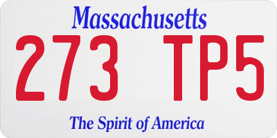 MA license plate 273TP5
