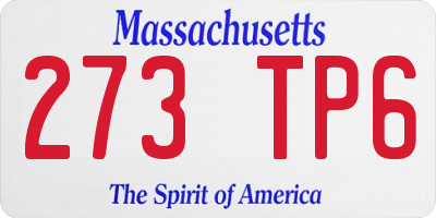 MA license plate 273TP6
