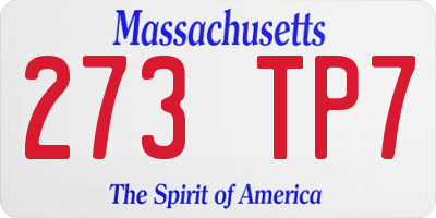 MA license plate 273TP7