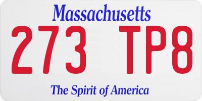 MA license plate 273TP8