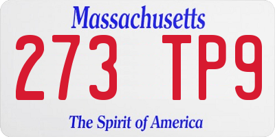 MA license plate 273TP9