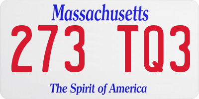 MA license plate 273TQ3