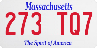MA license plate 273TQ7