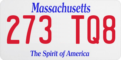 MA license plate 273TQ8