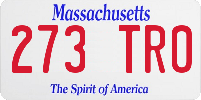 MA license plate 273TR0
