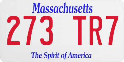 MA license plate 273TR7