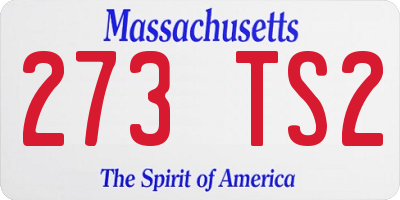 MA license plate 273TS2