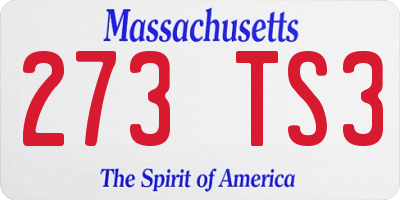 MA license plate 273TS3