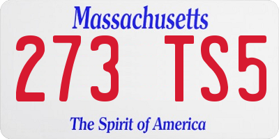 MA license plate 273TS5