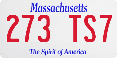 MA license plate 273TS7