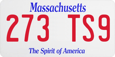 MA license plate 273TS9