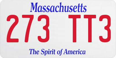 MA license plate 273TT3