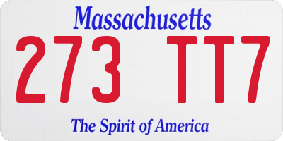 MA license plate 273TT7
