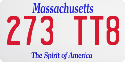 MA license plate 273TT8