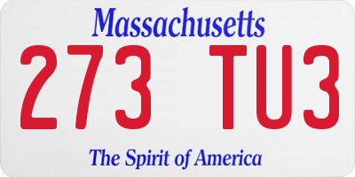 MA license plate 273TU3