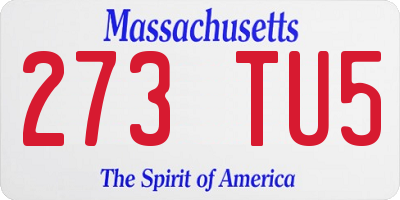 MA license plate 273TU5
