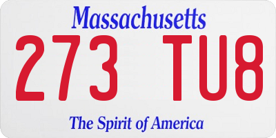 MA license plate 273TU8