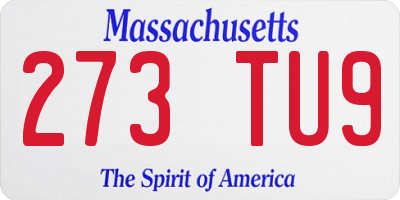 MA license plate 273TU9