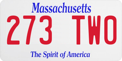 MA license plate 273TW0
