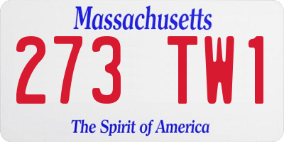 MA license plate 273TW1