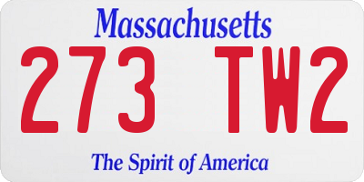 MA license plate 273TW2
