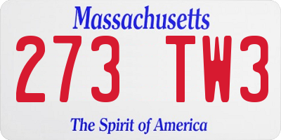 MA license plate 273TW3