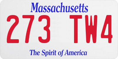 MA license plate 273TW4