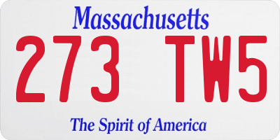 MA license plate 273TW5