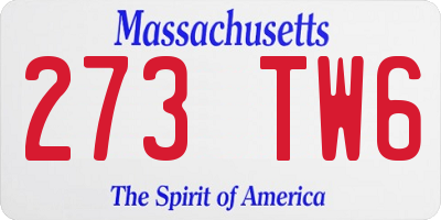 MA license plate 273TW6