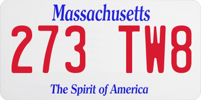MA license plate 273TW8