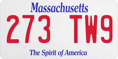 MA license plate 273TW9