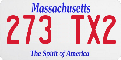 MA license plate 273TX2