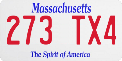 MA license plate 273TX4
