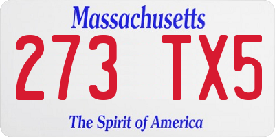 MA license plate 273TX5