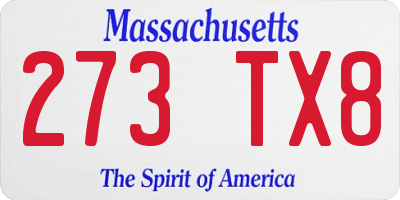 MA license plate 273TX8