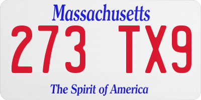 MA license plate 273TX9