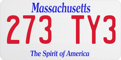 MA license plate 273TY3