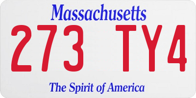 MA license plate 273TY4