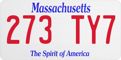 MA license plate 273TY7