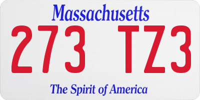 MA license plate 273TZ3