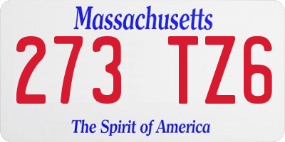 MA license plate 273TZ6