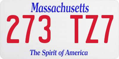 MA license plate 273TZ7