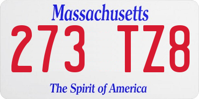 MA license plate 273TZ8