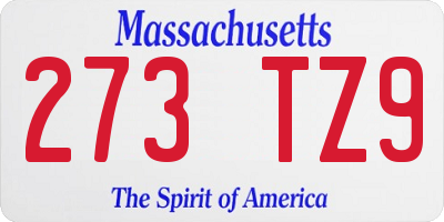 MA license plate 273TZ9