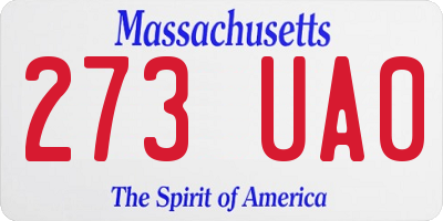 MA license plate 273UA0